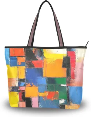 JSTEL Tote Bag for Women with Zipper,Polyester Tote Purse Holiday Tote Bag Work Handbag Women Gift