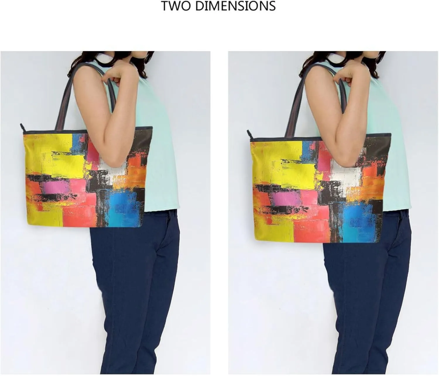 JSTEL Tote Bag for Women with Zipper,Polyester Tote Purse Holiday Tote Bag Work Handbag Women Gift