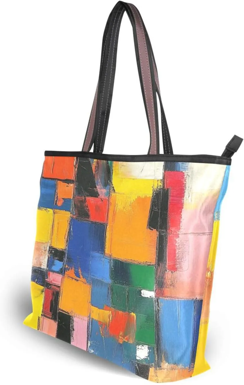 JSTEL Tote Bag for Women with Zipper,Polyester Tote Purse Holiday Tote Bag Work Handbag Women Gift