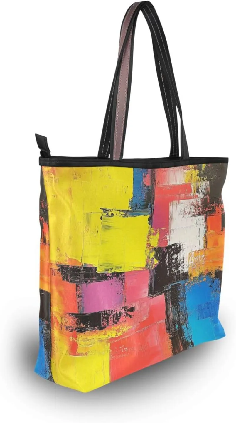 JSTEL Tote Bag for Women with Zipper,Polyester Tote Purse Holiday Tote Bag Work Handbag Women Gift