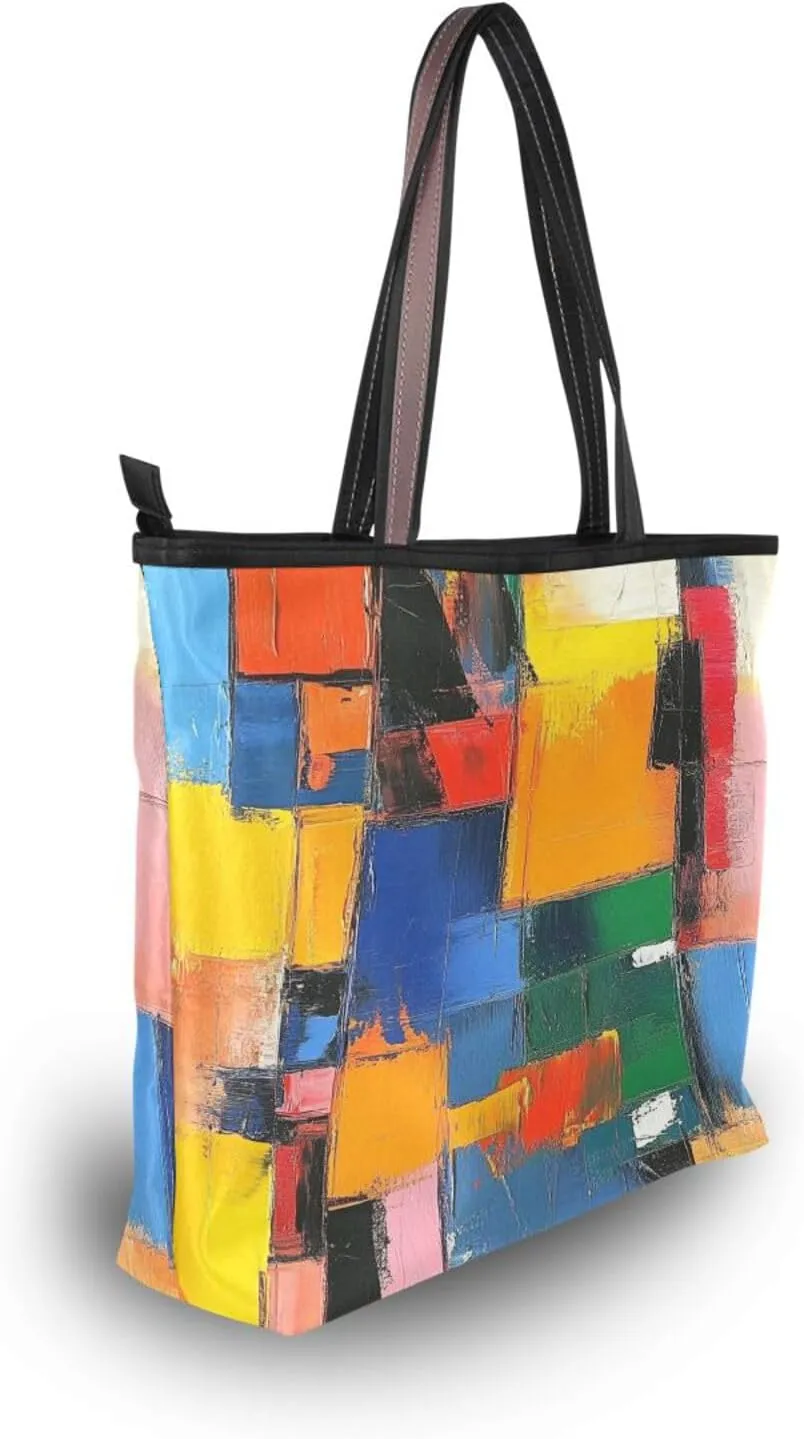 JSTEL Tote Bag for Women with Zipper,Polyester Tote Purse Holiday Tote Bag Work Handbag Women Gift