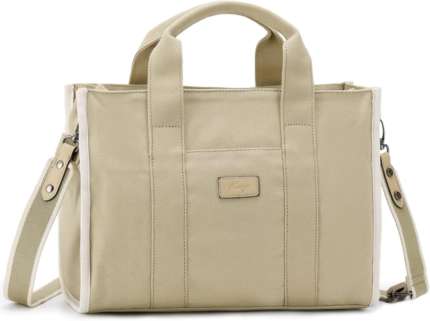 Kasqo Canvas Tote Bag for Women, Casual Tote Purse Shoulder Satchel Bag with Multi Pockets Zipper for Travel,Work
