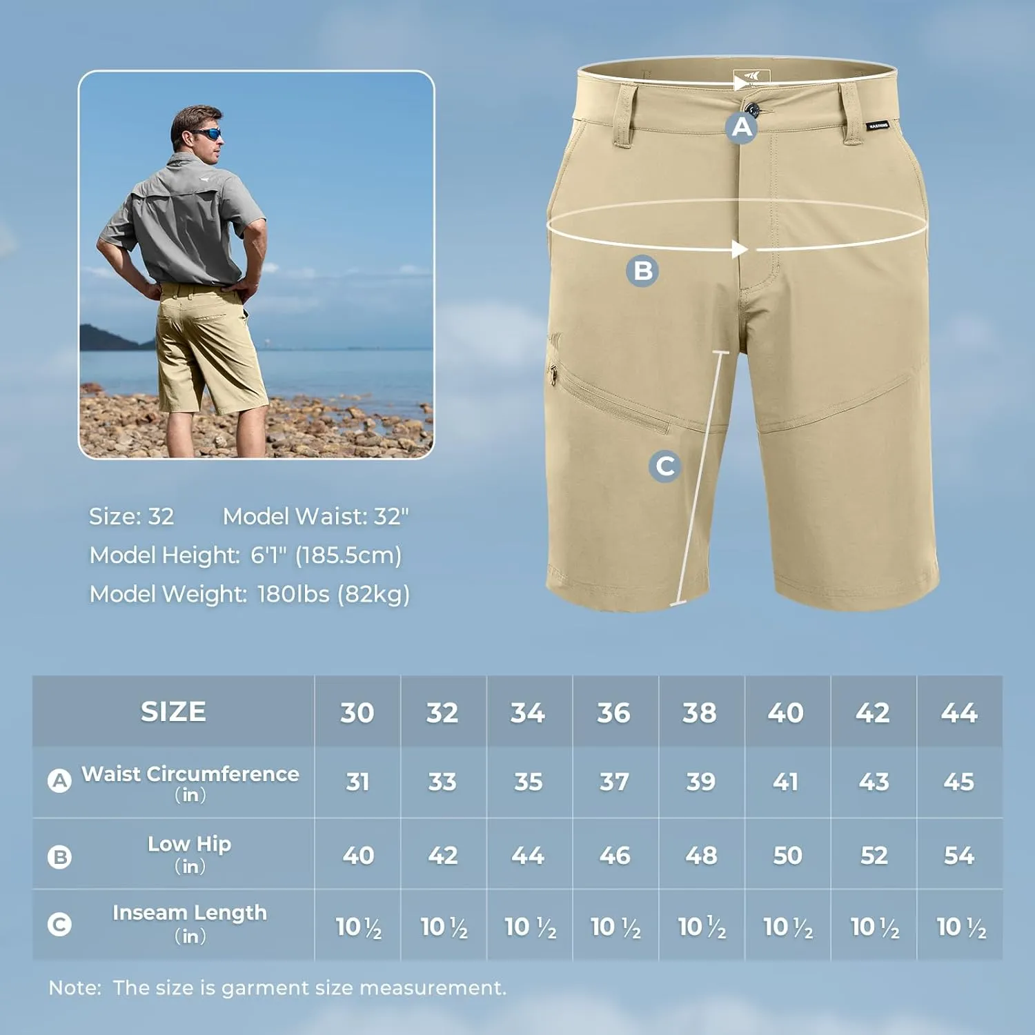 KastKing Cool Caster Men's Fishing Shorts, UPF 50  Hiking Shorts, 10.5” and 7.5” Available, Water Repellent, 4-Way Stretch