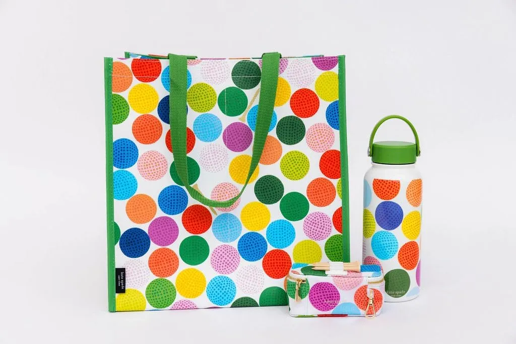 Kate Spade New York Reusable Shopping Bag, Grocery Tote with Shoulder Straps, Large Collapsible Tote