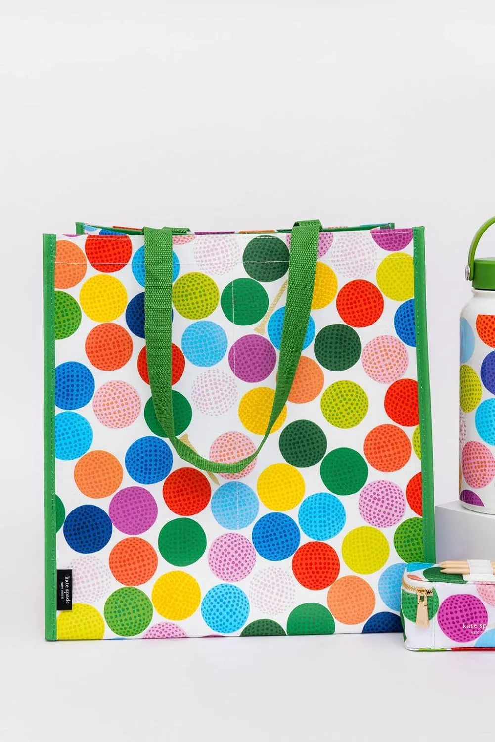 Kate Spade New York Reusable Shopping Bag, Grocery Tote with Shoulder Straps, Large Collapsible Tote