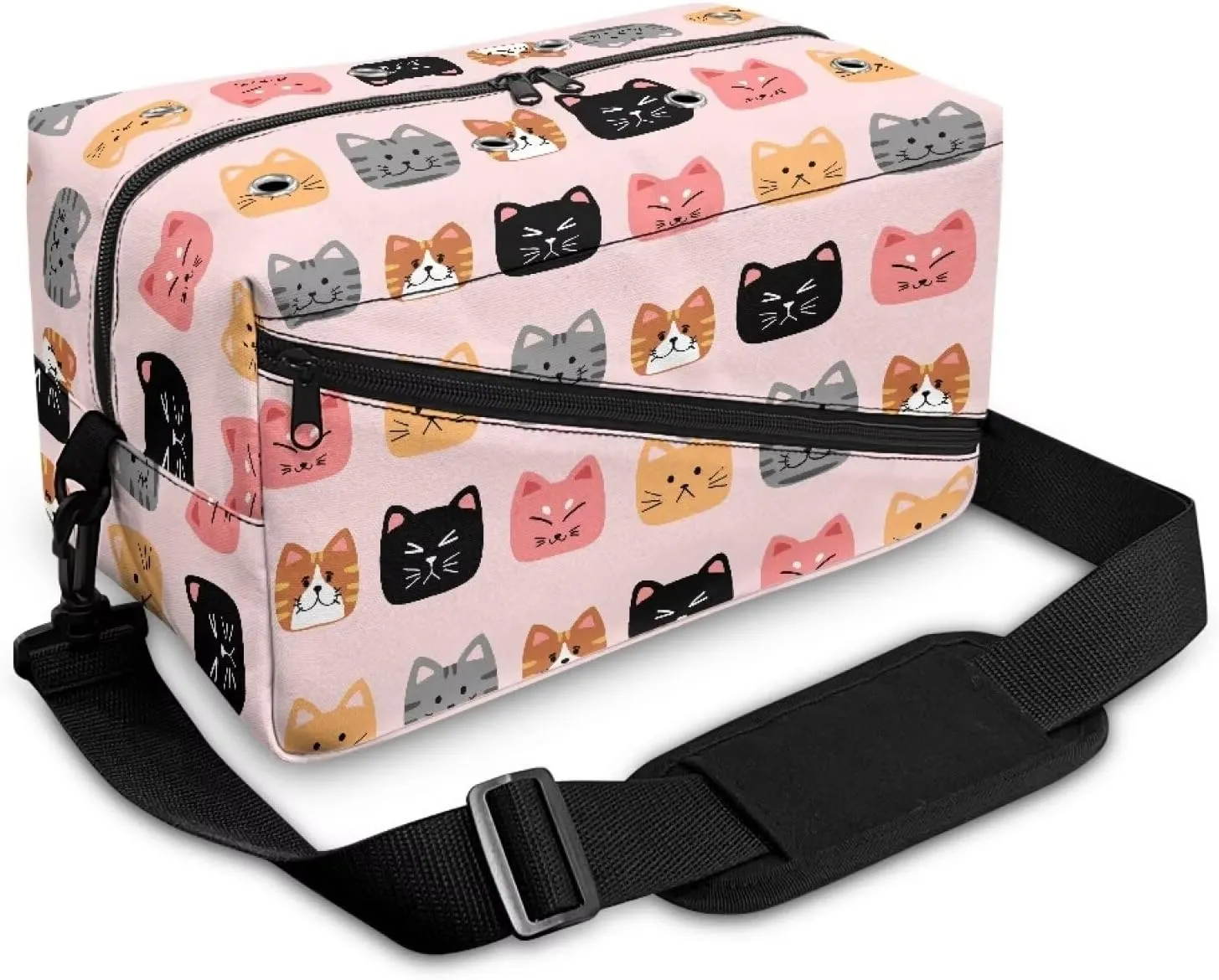 Kathyboom Cute Cats Yarn Storage Organizer with Shoulder Straps, Stain Resistant Yarn Bag, Knitting & Crochet Supplies, Holder, Gift
