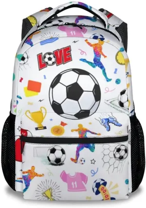 Kids Backpack - 17 Inch Soccer Bookbag for Kids, Boys & Girls - Sports Theme Backpack for Kids Youth - Elementary Middle School Bags