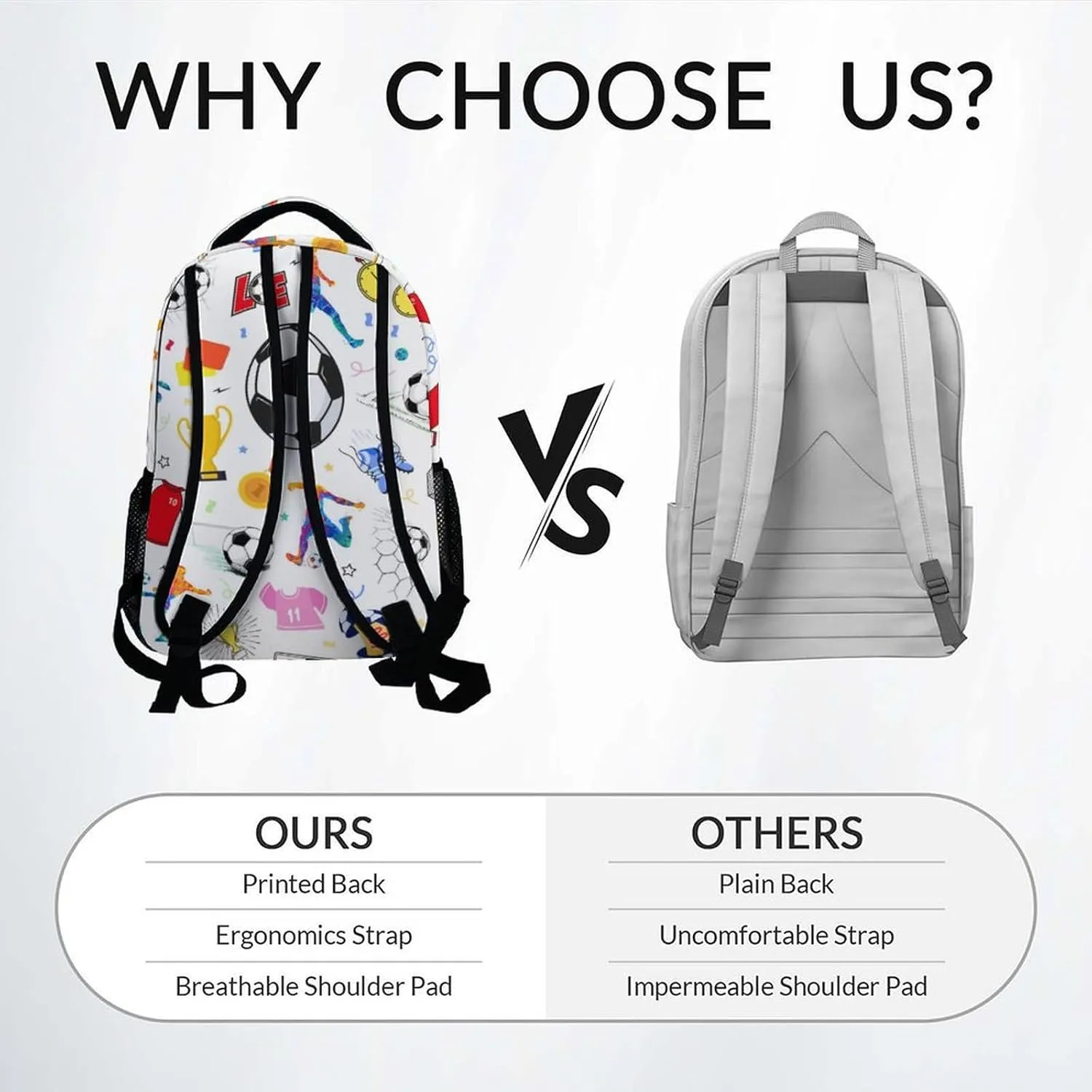 Kids Backpack - 17 Inch Soccer Bookbag for Kids, Boys & Girls - Sports Theme Backpack for Kids Youth - Elementary Middle School Bags