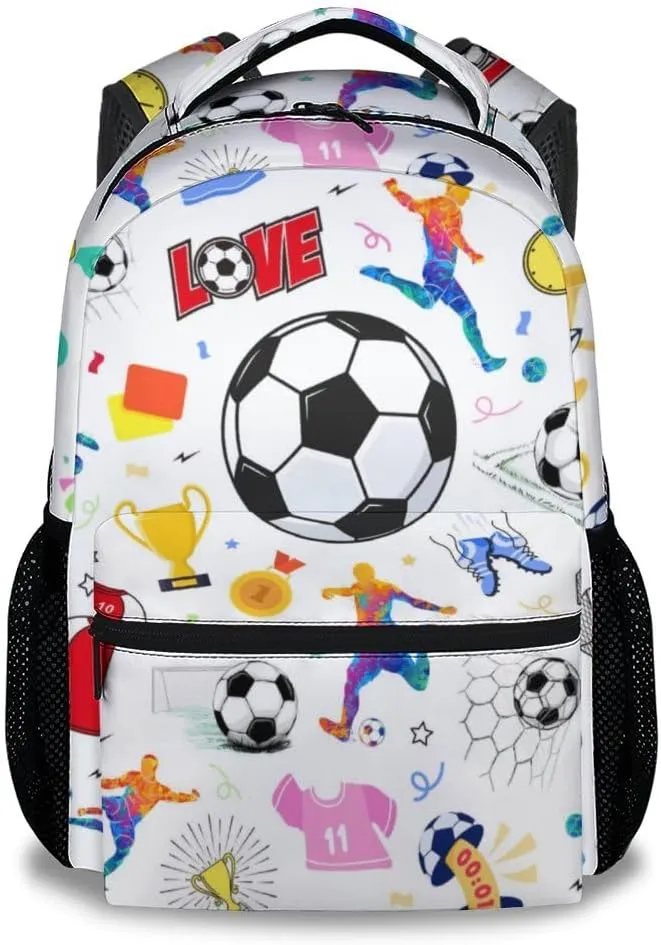 Kids Backpack - 17 Inch Soccer Bookbag for Kids, Boys & Girls - Sports Theme Backpack for Kids Youth - Elementary Middle School Bags