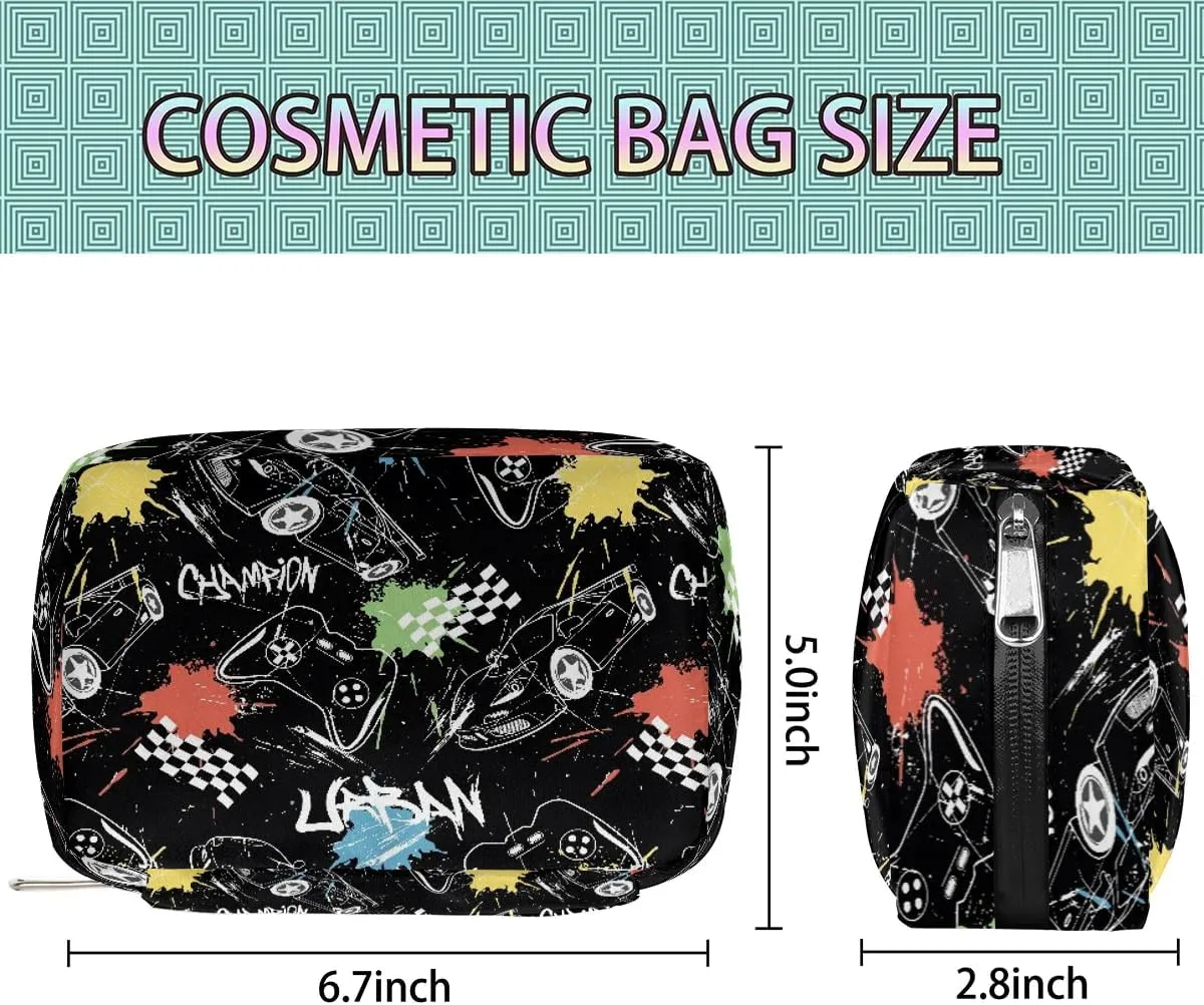 Kids Toiletry Bag for Boys, Cute Small Black Game Joysticks Wash Bag for Teens Waterproof Cosmetic Weekender Bag Toddler Traveling Toiletries