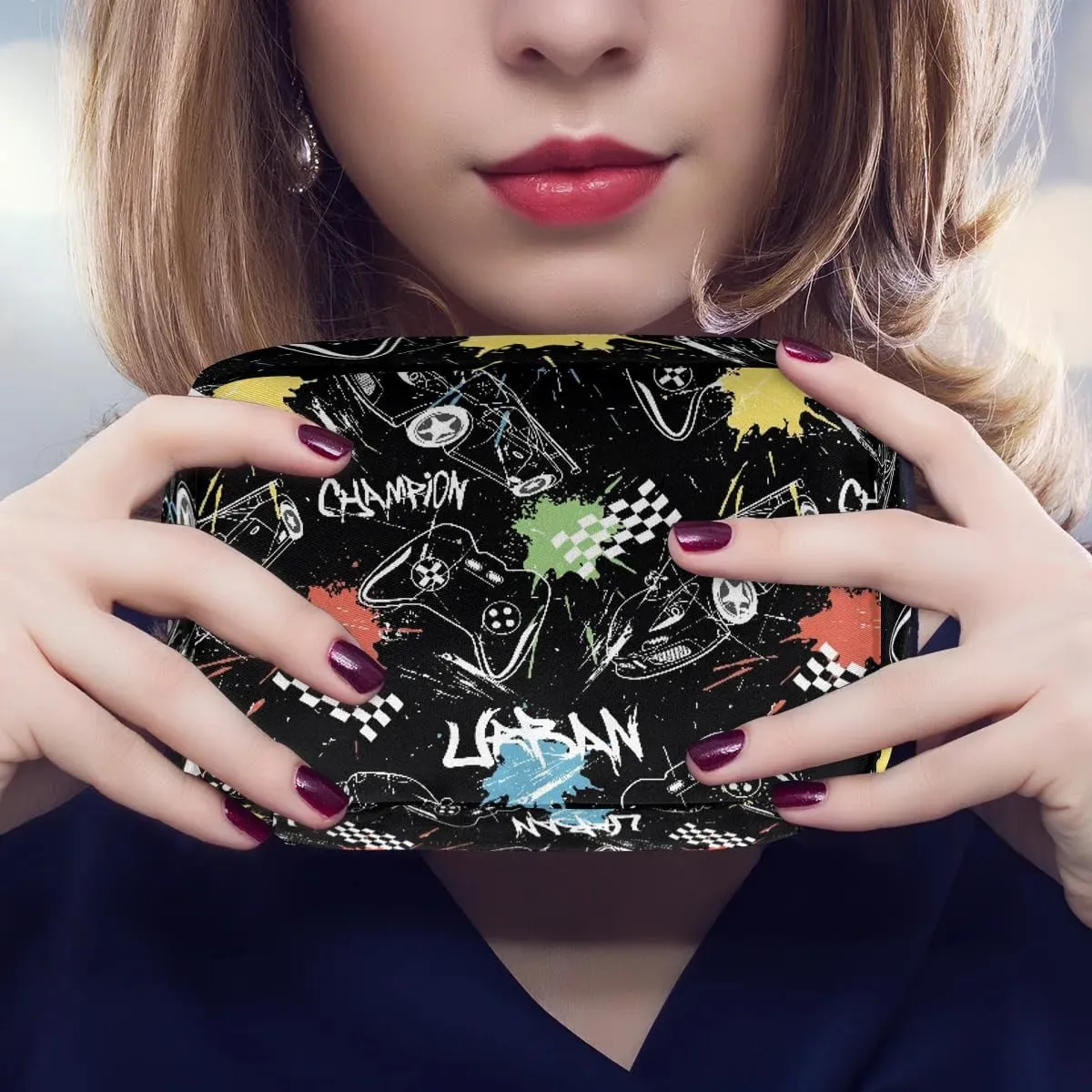 Kids Toiletry Bag for Boys, Cute Small Black Game Joysticks Wash Bag for Teens Waterproof Cosmetic Weekender Bag Toddler Traveling Toiletries