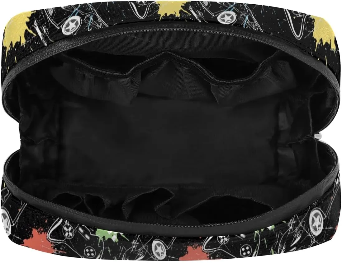 Kids Toiletry Bag for Boys, Cute Small Black Game Joysticks Wash Bag for Teens Waterproof Cosmetic Weekender Bag Toddler Traveling Toiletries
