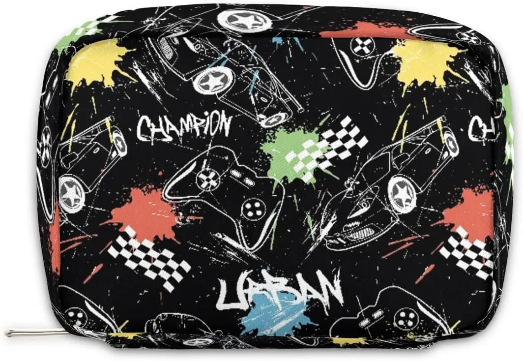 Kids Toiletry Bag for Boys, Cute Small Black Game Joysticks Wash Bag for Teens Waterproof Cosmetic Weekender Bag Toddler Traveling Toiletries