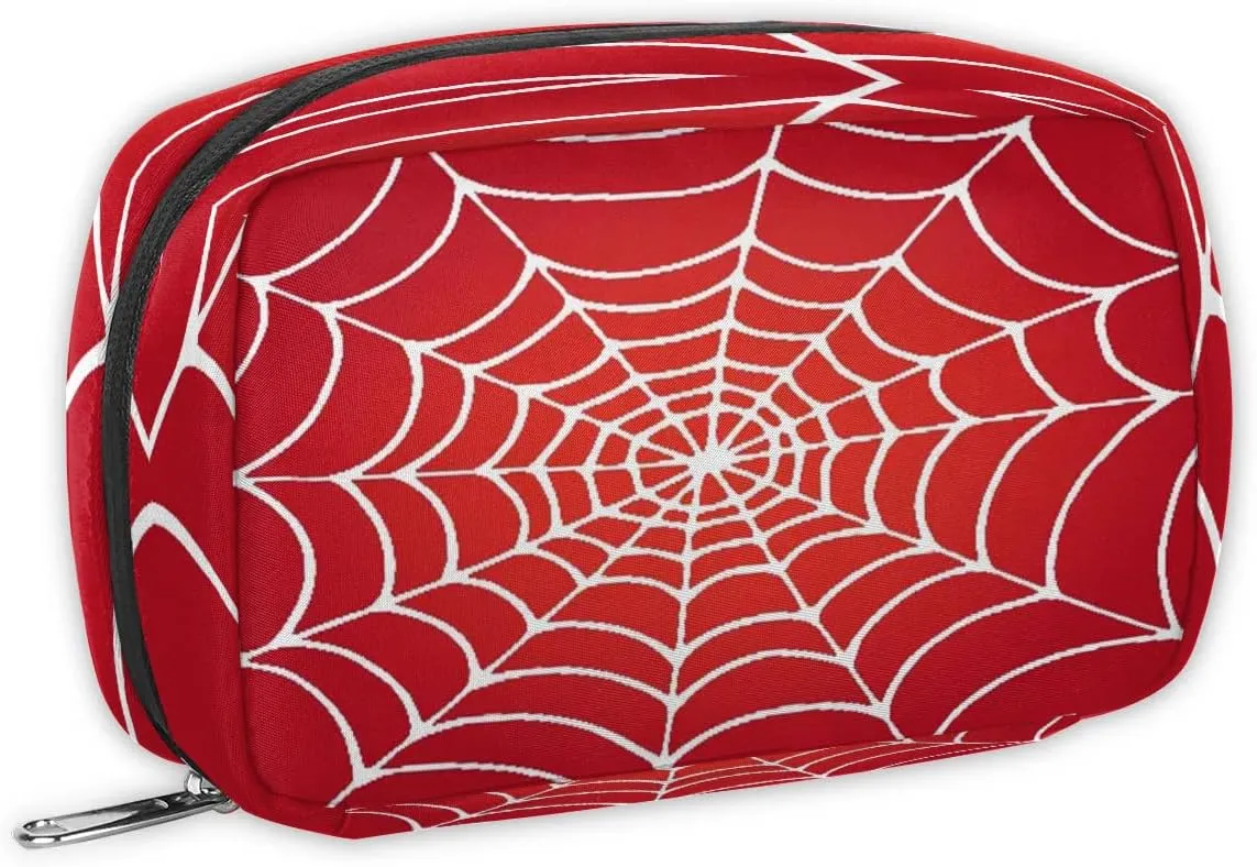 Kids Toiletry Bag for Boys, Small Cute Wash Bag for Little Young Boys Waterproof Cosmetic Weekender Bag Toddler Traveling Toiletries (Red Spider Web)