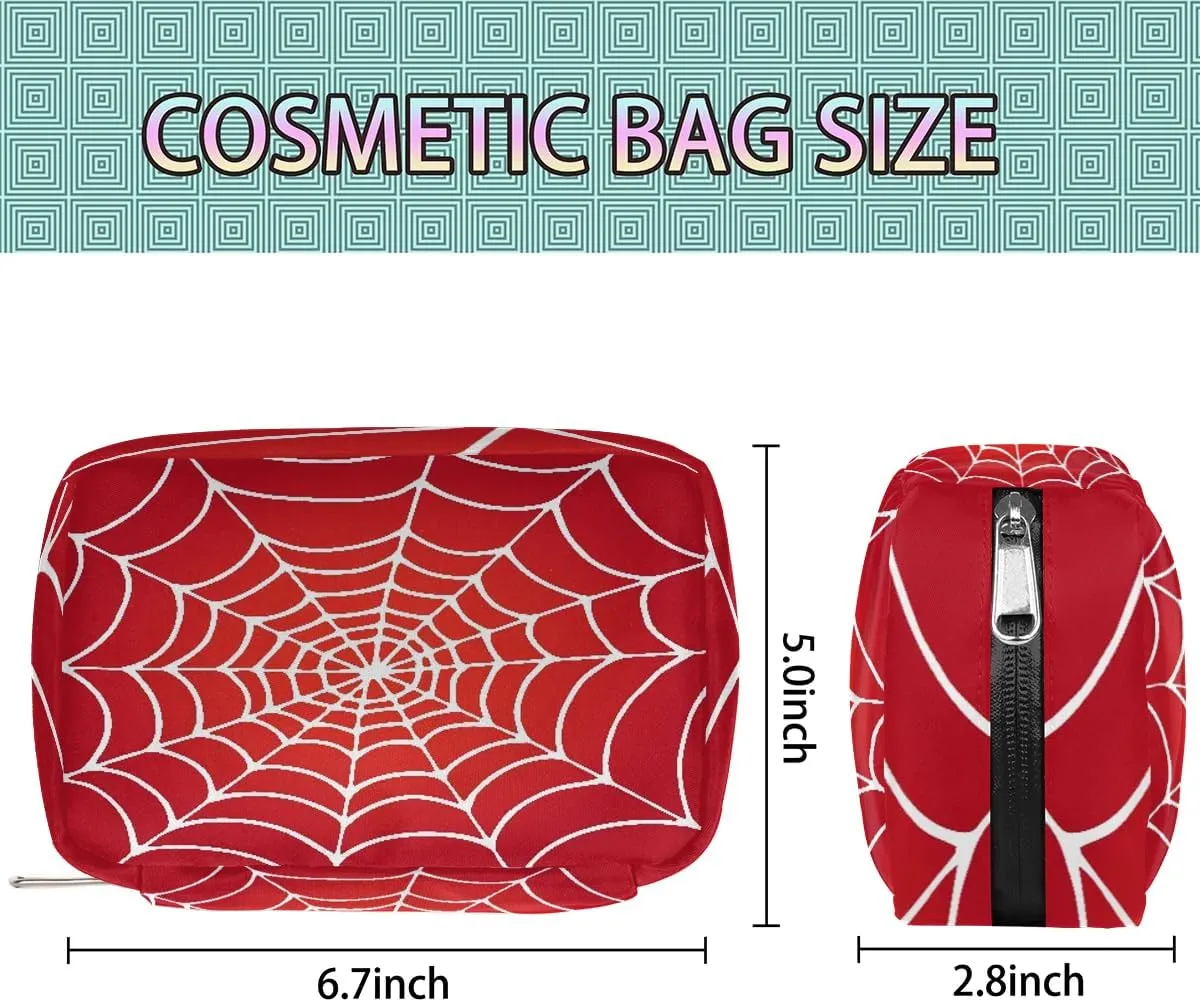 Kids Toiletry Bag for Boys, Small Cute Wash Bag for Little Young Boys Waterproof Cosmetic Weekender Bag Toddler Traveling Toiletries (Red Spider Web)