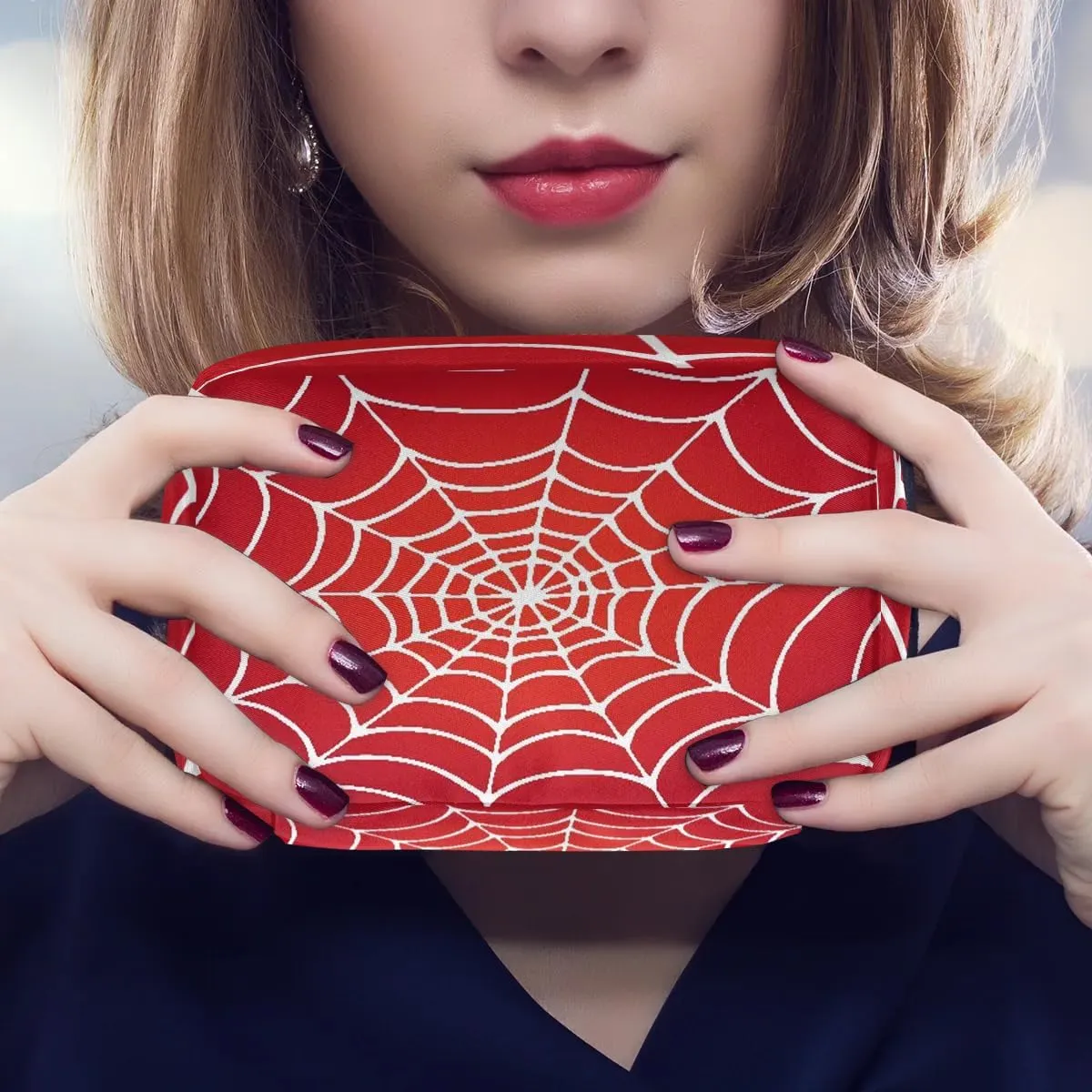 Kids Toiletry Bag for Boys, Small Cute Wash Bag for Little Young Boys Waterproof Cosmetic Weekender Bag Toddler Traveling Toiletries (Red Spider Web)