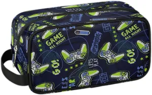 Kids Travel Toiletry Bag, Blue Game Joysticks Waterproof Hanging Dopp Kit for Teens Boys, Cool Switch Carrying Case Compatible with Nintendo Switch and New Switch OLED Console