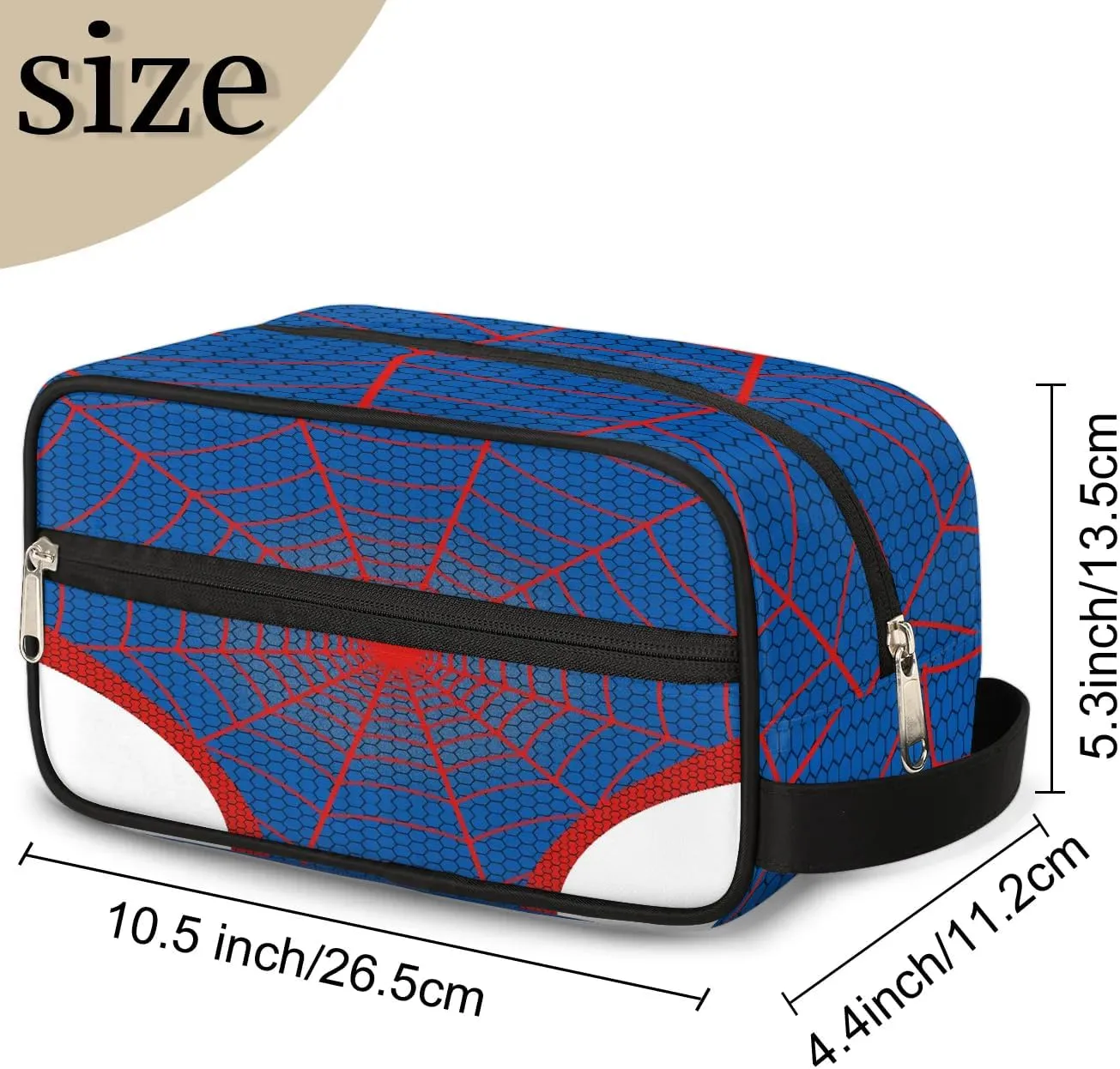 Kids Travel Toiletry Bag, Blue Spider Web Waterproof Hanging Dopp Kit for Teens Boys, Cool Switch Carrying Case Compatible with Nintendo Switch and New Switch OLED Console