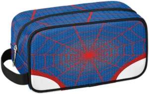 Kids Travel Toiletry Bag, Blue Spider Web Waterproof Hanging Dopp Kit for Teens Boys, Cool Switch Carrying Case Compatible with Nintendo Switch and New Switch OLED Console