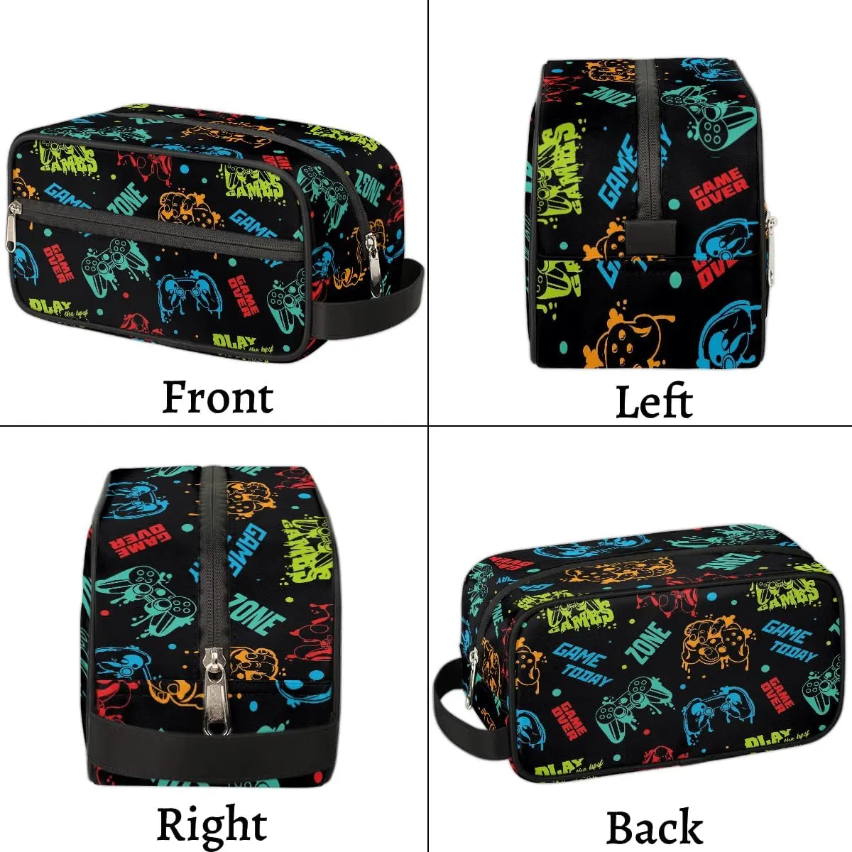 Kids Travel Toiletry Bag, Game Zone Waterproof Hanging Dopp Kit for Teens Boys, Cool Switch Carrying Case Compatible with Nintendo Switch and New Switch OLED Console