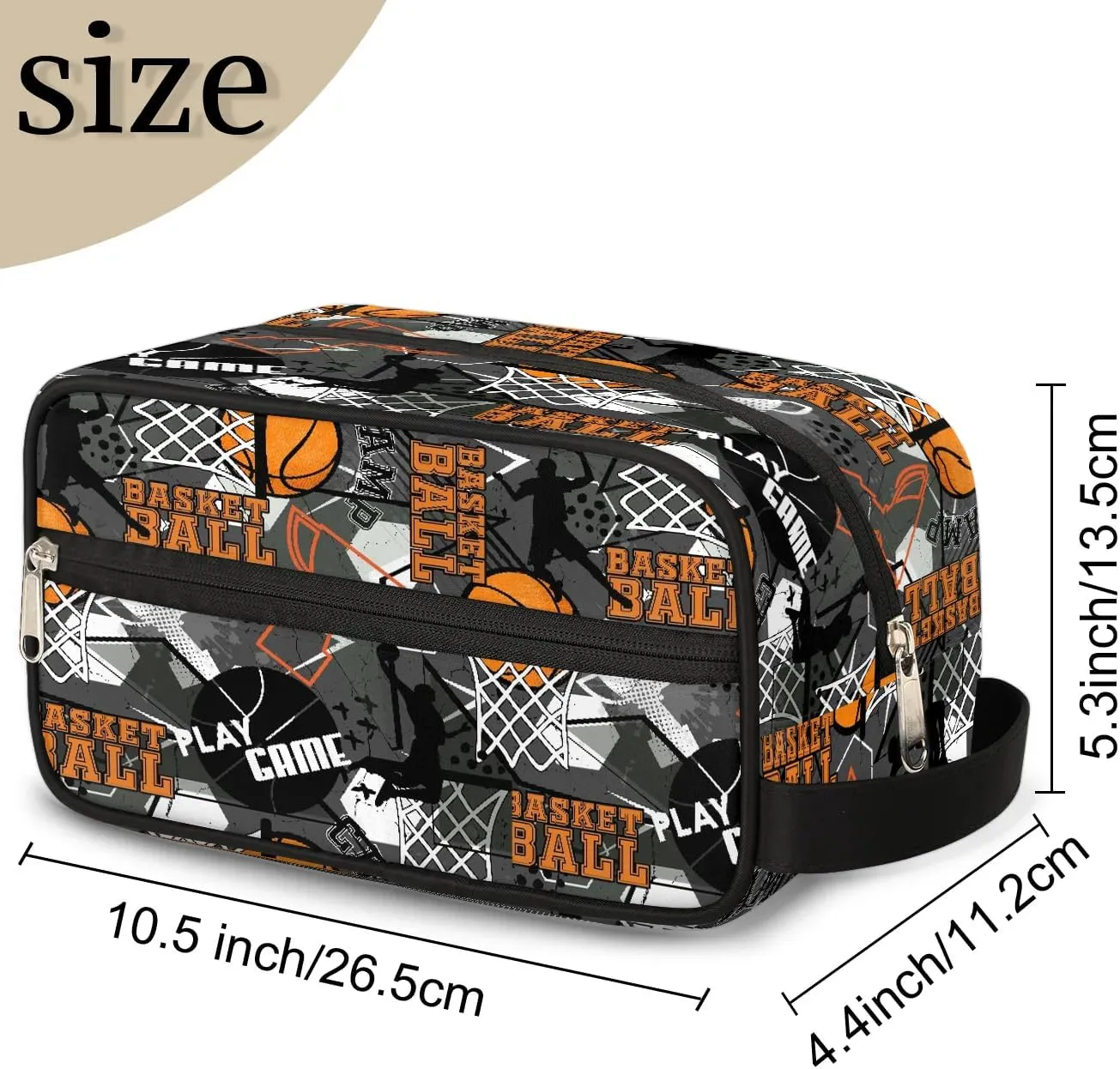 Kids Travel Toiletry Bag, Waterproof Hanging Dopp Kit for Teens Boys, Basketball Sports Switch Carrying Case Compatible with Nintendo Switch and New Switch OLED Console