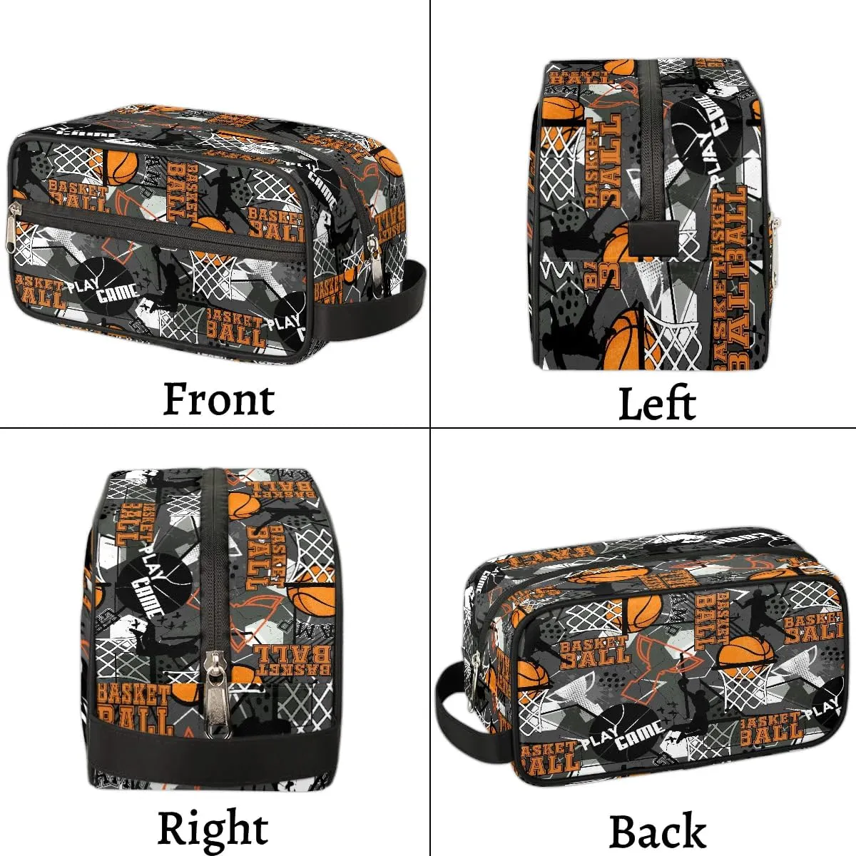 Kids Travel Toiletry Bag, Waterproof Hanging Dopp Kit for Teens Boys, Basketball Sports Switch Carrying Case Compatible with Nintendo Switch and New Switch OLED Console
