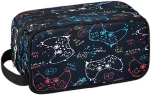 Kids Travel Toiletry Bag, Waterproof Hanging Dopp Kit for Teens Boys, Cool Gamer Gamepad Switch Carrying Case Compatible with Nintendo Switch and New Switch OLED Console