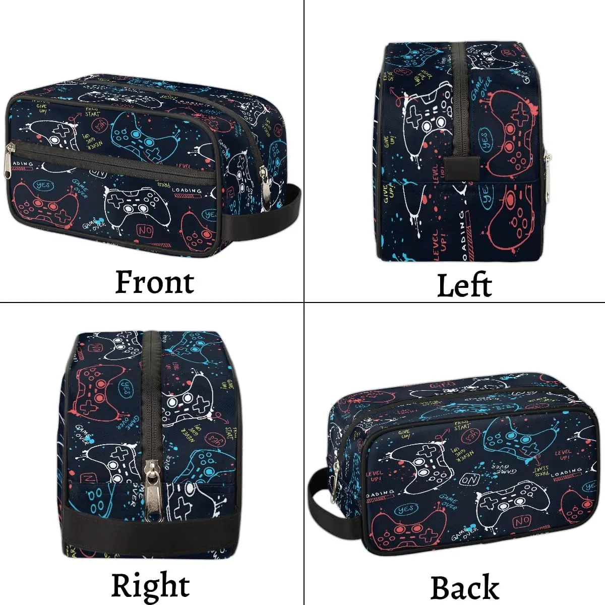 Kids Travel Toiletry Bag, Waterproof Hanging Dopp Kit for Teens Boys, Cool Gamer Gamepad Switch Carrying Case Compatible with Nintendo Switch and New Switch OLED Console