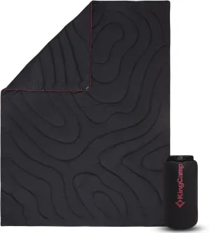 KingCamp Ultralight Camping Blanket, Packable Down Alternative Puffy Wearable Blankets Weatherproof Warm Package Quilt with Snap Buttons & Corner Loops for Outdoor, Travel, Stadium, 69 x 53” (Black)
