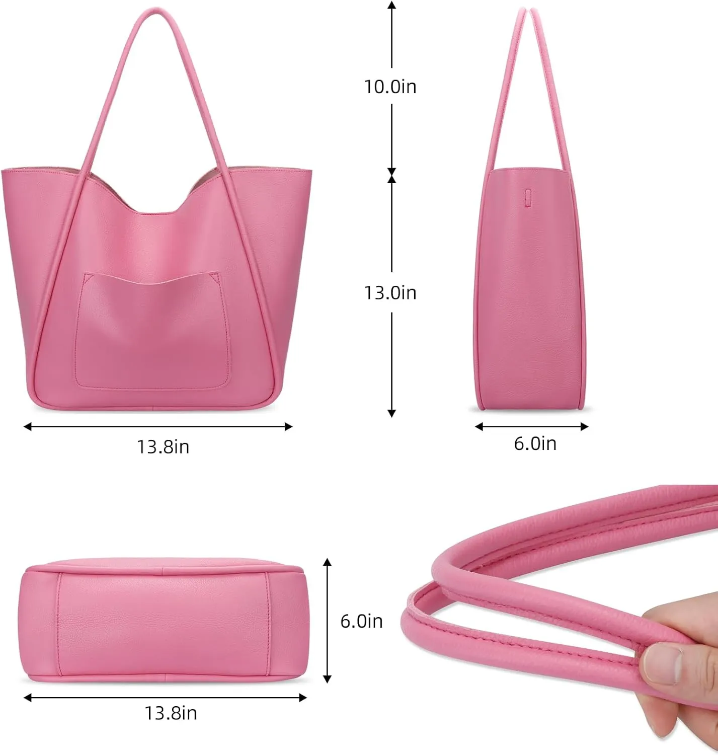 KKXIU Tote Bag for Women Vegan Leather Shoulder Purse Large Capacity Travel Bag