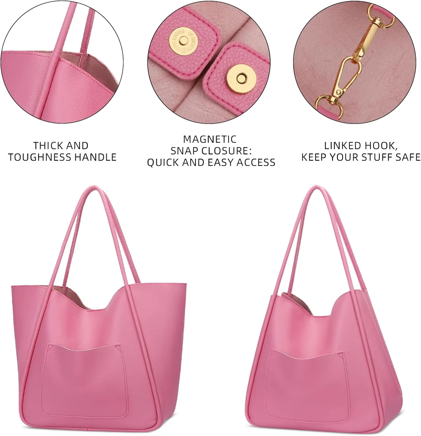KKXIU Tote Bag for Women Vegan Leather Shoulder Purse Large Capacity Travel Bag