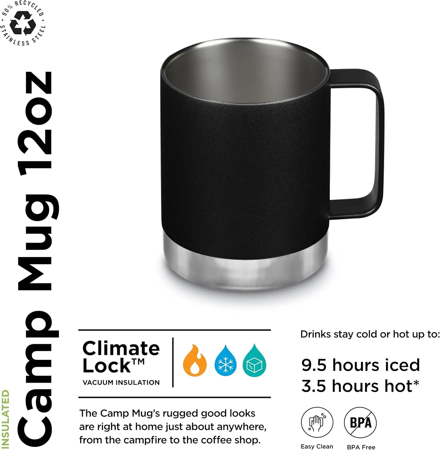 Klean Kanteen Camp Mug 12 Oz Black