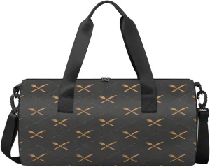 Knife Fork Tableware Pattern Sports Gym Bag Workout Lightweight Duffel Bags Shoulder Weekender Bag Travel Duffel Bag for Men and Women(Black)