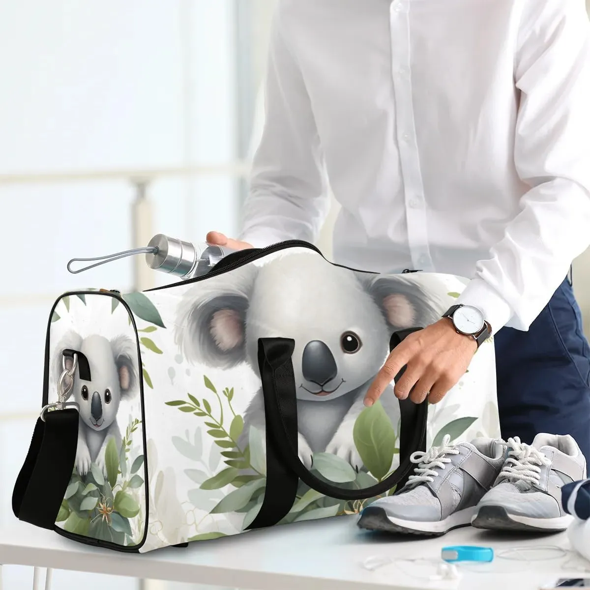 Koala Travel Duffel Bag for Women Men Waterproof Foldable Overnight Weekender Bag Large Capacity Sports Gym Bag