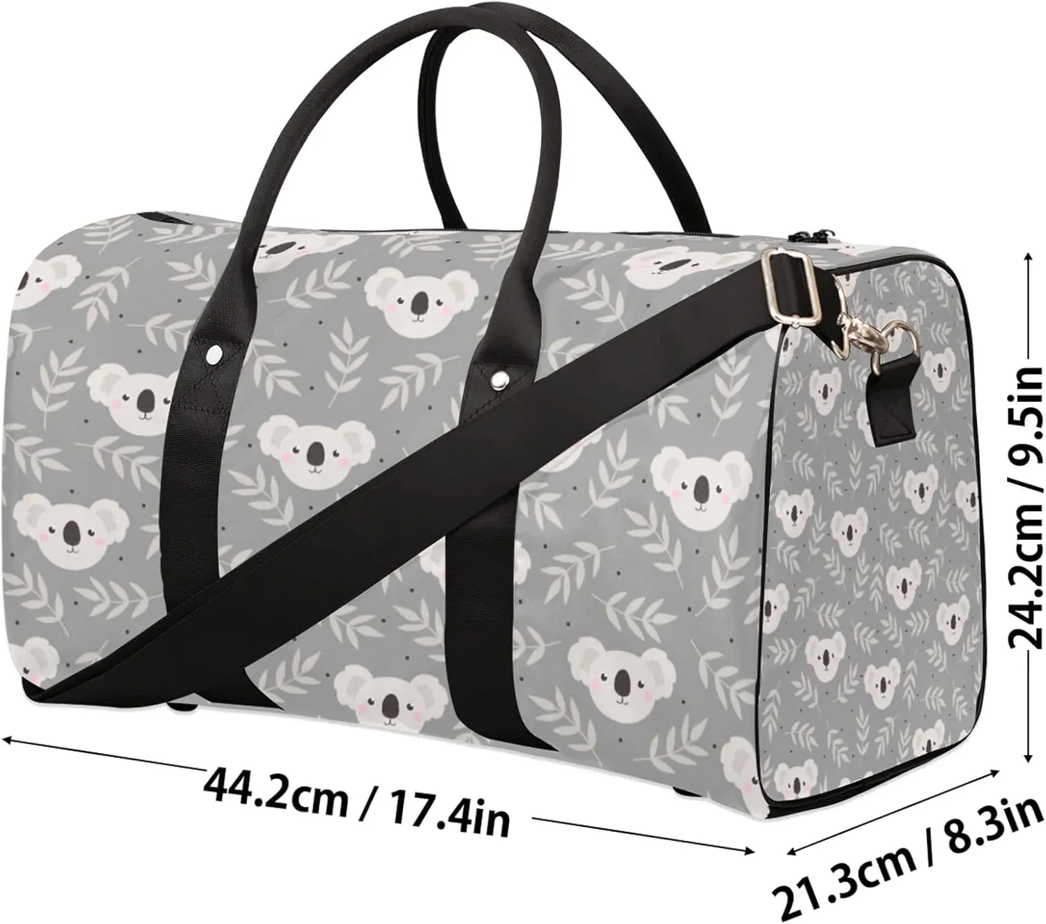 Koala Travel Duffle Bag, Weekender Bags for Women Men, Carry on Overnight Bag Waterproof Gym Bags, Hospital Bag for Labor and Delivery