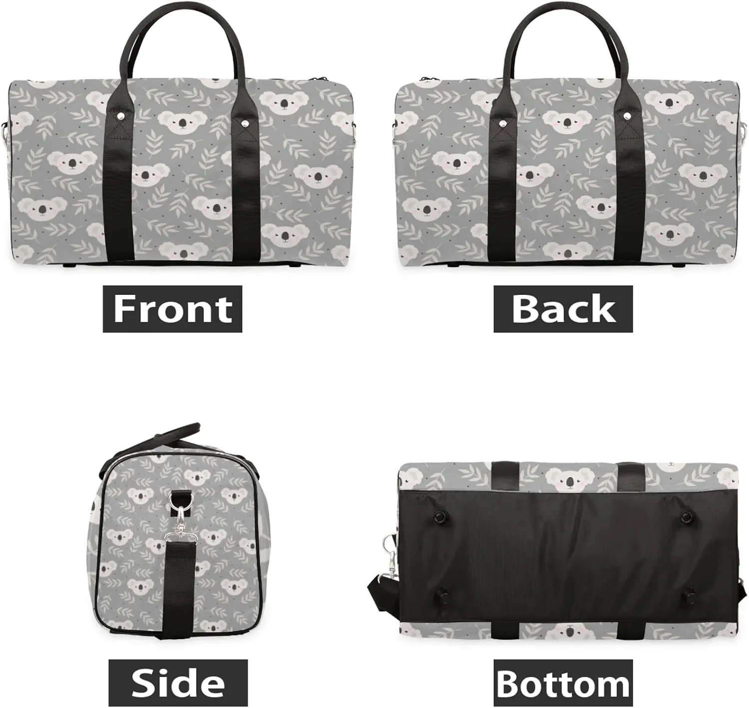 Koala Travel Duffle Bag, Weekender Bags for Women Men, Carry on Overnight Bag Waterproof Gym Bags, Hospital Bag for Labor and Delivery