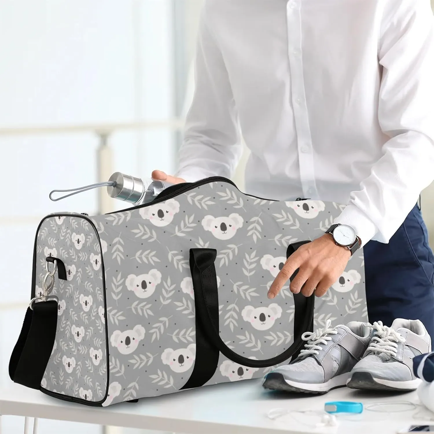 Koala Travel Duffle Bag, Weekender Bags for Women Men, Carry on Overnight Bag Waterproof Gym Bags, Hospital Bag for Labor and Delivery