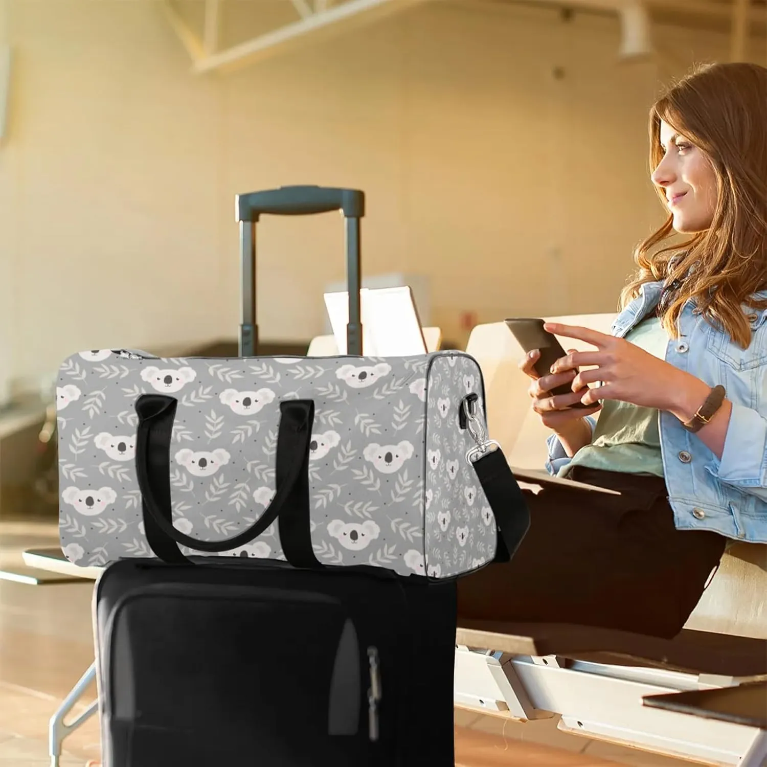 Koala Travel Duffle Bag, Weekender Bags for Women Men, Carry on Overnight Bag Waterproof Gym Bags, Hospital Bag for Labor and Delivery