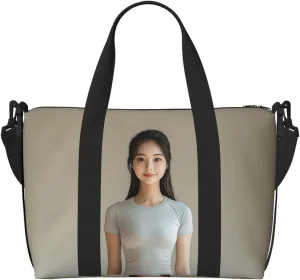 korean woman yoga print Travel Duffel Bag, Sports Tote Gym Bag, Swim Pool Bag Large Shoulder Tote Bag for Beach Weekender