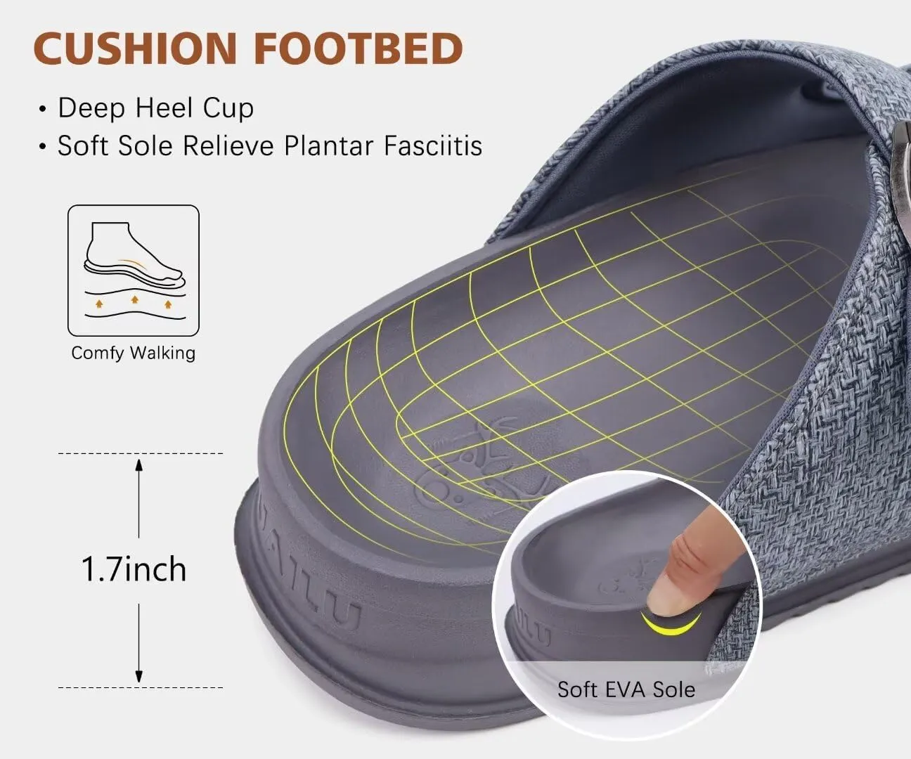 KuaiLu Womens Sandals with Arch Support Comfortable Orthopedic Cushion Recovery Slides Summer Fashion Leather Double Buckle Casual Slip On Plantar Fasciitis Shoes for Indoor&Outdoor (US Size 6-12)