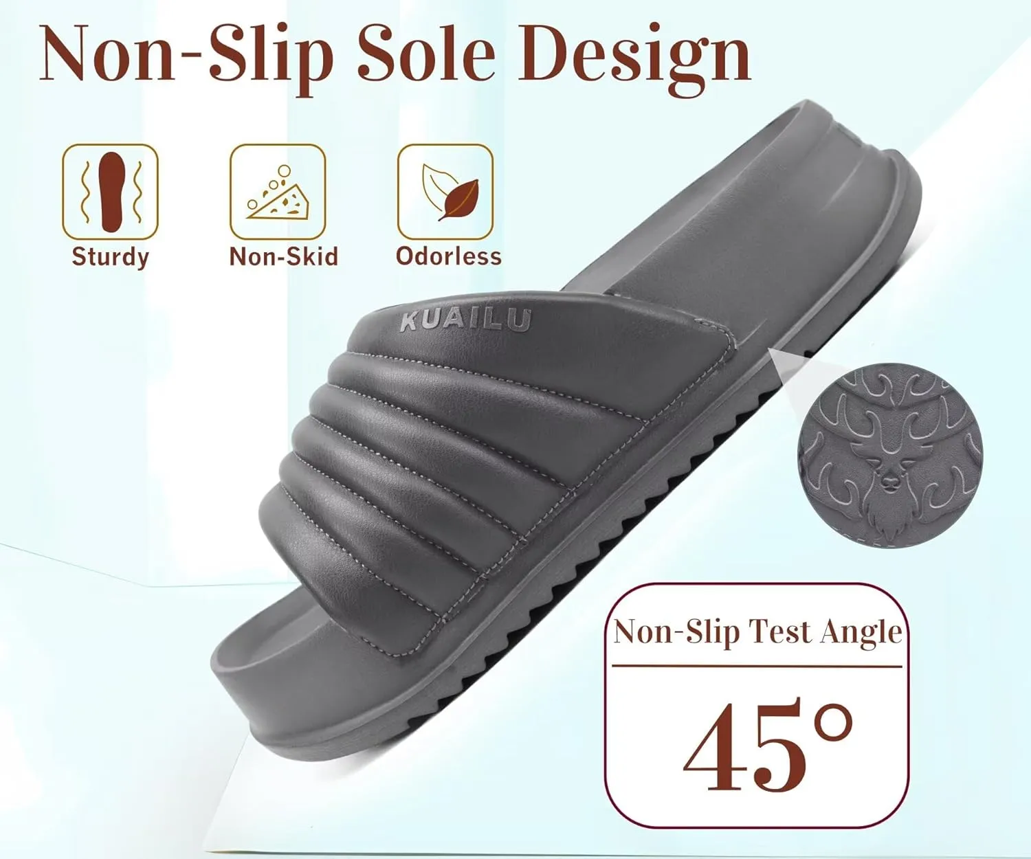 KuaiLu Womens Sandals with Arch Support Orthopedic Comfortable Lightweight Cushion Recovery Slides Summer Fashion Leather Casual Womans Plantar Fasciitis Sandals for Indoor&Outdoor (US Size 6-12)