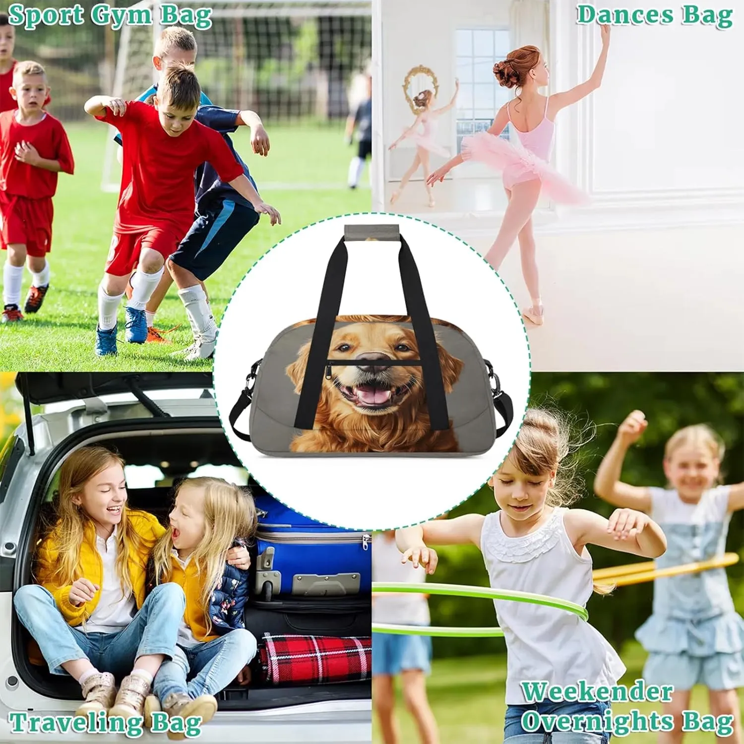 Labrador Dog Sports Duffle Gym Bags for Men or Women, Cute Lightweight Carry On Overnight Weekender Bag for Travel Workout