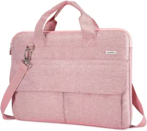 LANDICI Laptop Bag Carrying Case 13-14 inch with Shoulder Strap, Slim Waterproof Computer Sleeve Compatible with MacBook Air 13/13.3 M1 M2, MacBook Pro 13/14, Chromebook 14, Women, Pink