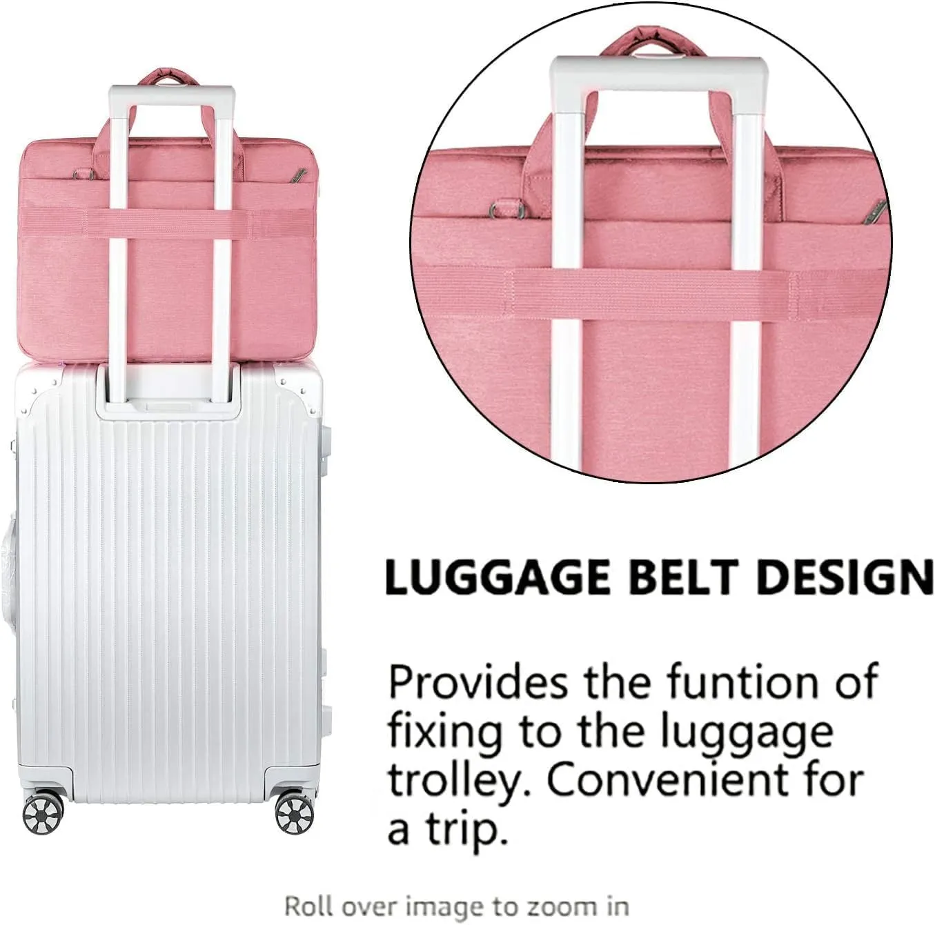 LANDICI Laptop Bag Carrying Case 13-14 inch with Shoulder Strap, Slim Waterproof Computer Sleeve Compatible with MacBook Air 13/13.3 M1 M2, MacBook Pro 13/14, Chromebook 14, Women, Pink