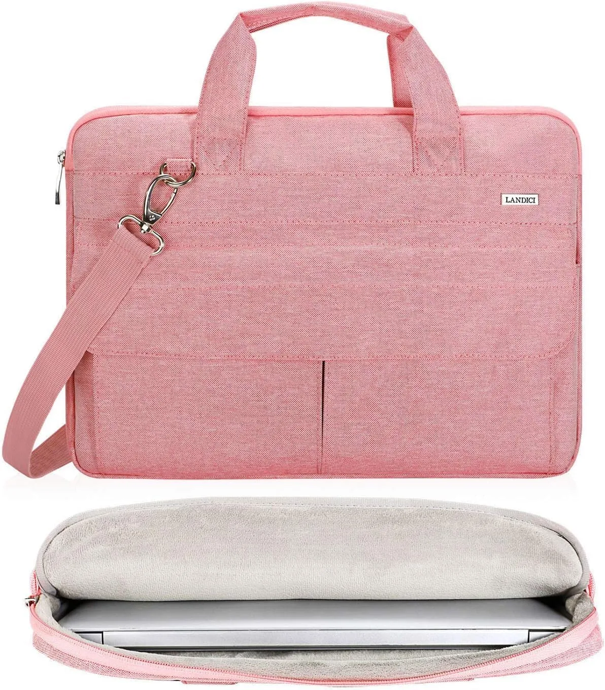 LANDICI Laptop Bag Carrying Case 13-14 inch with Shoulder Strap, Slim Waterproof Computer Sleeve Compatible with MacBook Air 13/13.3 M1 M2, MacBook Pro 13/14, Chromebook 14, Women, Pink