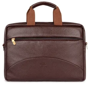 Laptop Briefcase with Premium Leatherette Material | Messenger Bag | 15.6 Inch | Chocolate