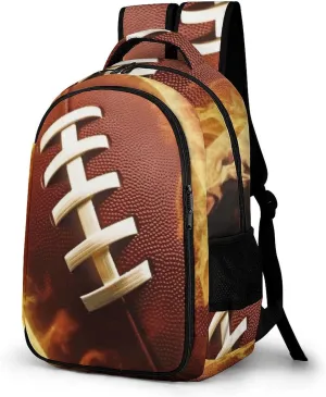 Laptop Travel Backpacks for Women Men,Flaming American Football Printed Computer Bags Travel Work Rucksack Ergonomic Shoulder Straps