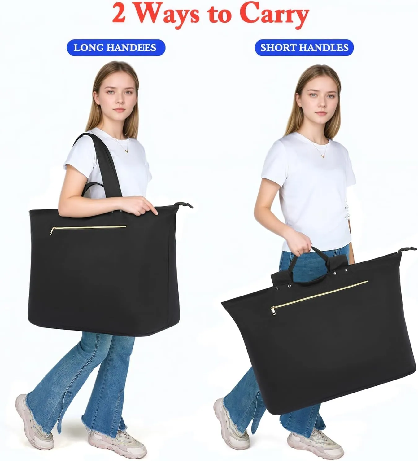 Large Beach Bag for Women, Waterproof Travel Tote Bag with Lunch/Wet Pocket for Weekender, Sandproof, Zipper Closure