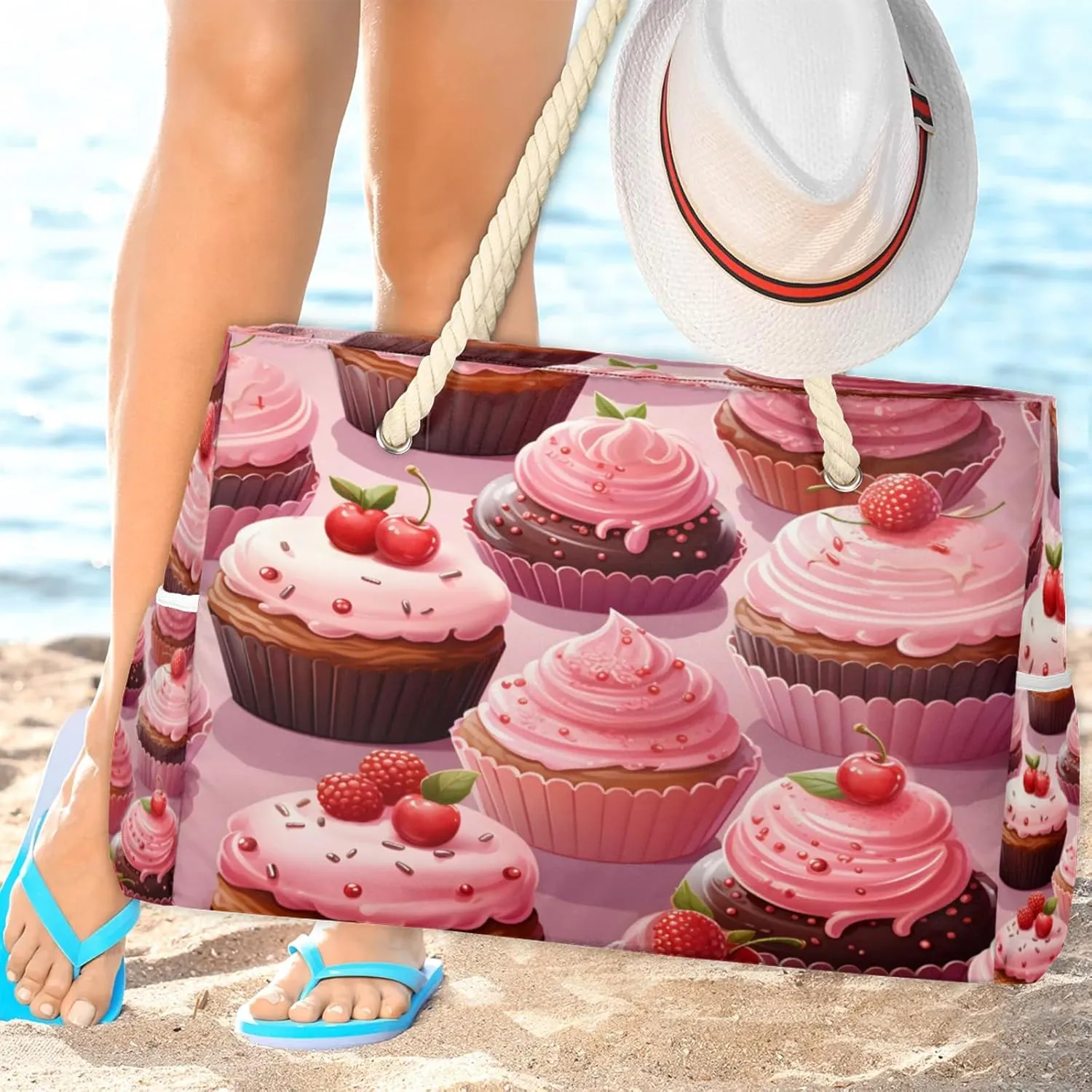 Large Beach Tote Bags for Women, Waterproof Beach Bag with Zipper, Swim Pool Tote Bags
