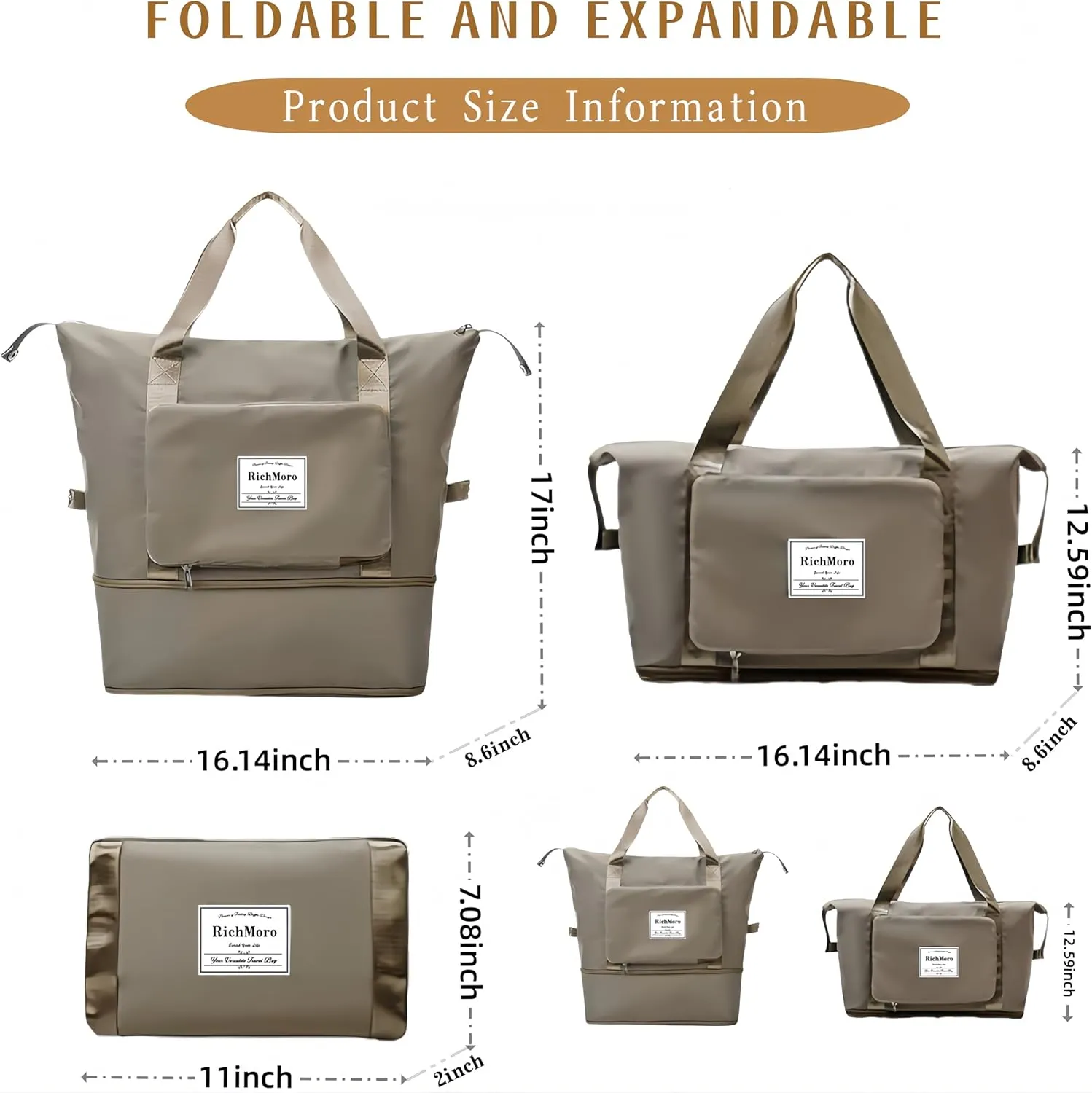 Large Capacity Foldable Travel Bag Expandable Collapsible Dry and Wet Separation Large Capacity Travel bag